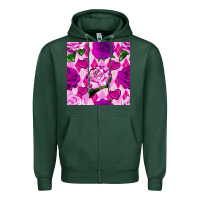Sports Green valentines day roses and diamond plaid seamless pattern Zipper Hoodie - BundleAndBundleShop