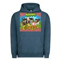 Pigment Midnight Navy Happy Easter Farm Animals 20oz skinny Urban Hoodie - LillyAllenDesigns