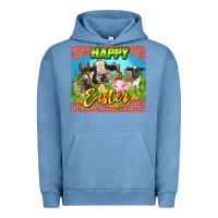 Pigment Pebble Blue Happy Easter Farm Animals 20oz skinny Urban Hoodie - LillyAllenDesigns