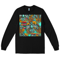 Black western turquoise thunderbird seamless pattern Long Sleeve Tee - HRA Design Shop