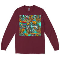 Burgundy western turquoise thunderbird seamless pattern Long Sleeve Tee - HRA Design Shop
