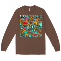 Chestnut western turquoise thunderbird seamless pattern Long Sleeve Tee - HRA Design Shop