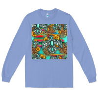 Colony Blue western turquoise thunderbird seamless pattern Long Sleeve Tee - HRA Design Shop
