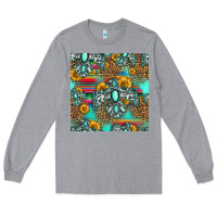 Heather Grey western turquoise thunderbird seamless pattern Long Sleeve Tee - HRA Design Shop