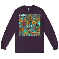 Plum western turquoise thunderbird seamless pattern Long Sleeve Tee - HRA Design Shop