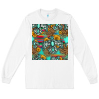 White western turquoise thunderbird seamless pattern Long Sleeve Tee - HRA Design Shop