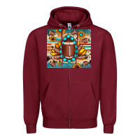 Burgundy football cowhide sunflower Zipper Hoodie - JahusDesignShop