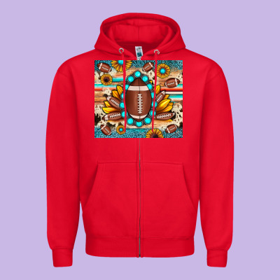 Football Cowhide Sunflower Zipper Hoodie Designed By Jahusdesignshop