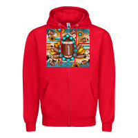 Red football cowhide sunflower Zipper Hoodie - JahusDesignShop