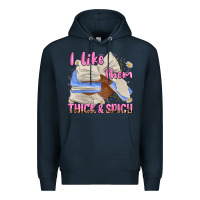 Navy i like them thick and spicy Premium Hoodie - MaliasSmallBusiness