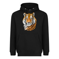 Black Tiger Head Heavyweight Hoodie - LillyAllenDesigns