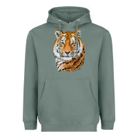 Sage Tiger Head Heavyweight Hoodie - LillyAllenDesigns