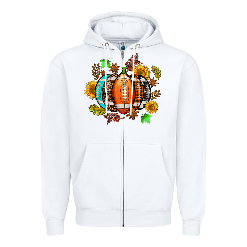 Fall Football Sunflower And Fall Zipper Hoodie by AdoDesignShop | Teevron
