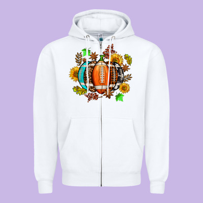 Fall Football Sunflower And Fall Zipper Hoodie Designed By Adodesignshop