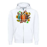 White fall football sunflower and fall Zipper Hoodie - AdoDesignShop