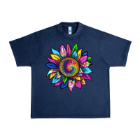 Navy tie dye sunflower Urban Heavy Tee - texasbilliewilder