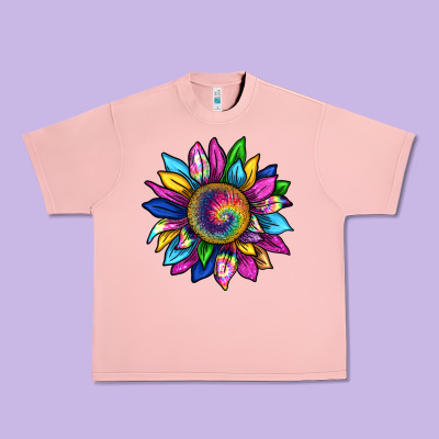 Tie Dye Sunflower Urban Heavy Tee Designed By Texasbilliewilder