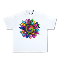 White tie dye sunflower Urban Heavy Tee - texasbilliewilder