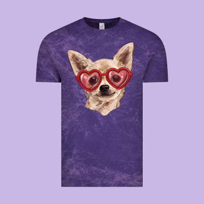 Vintage Tee Chihuahua dog with love glasses