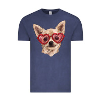 Vintage Denim Chihuahua dog with love glasses Vintage Tee - RanaPortraitStore