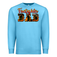 Ocean Blue American Flag Firefighter Dad Premium Sweatshirt - LillyAllenDesigns