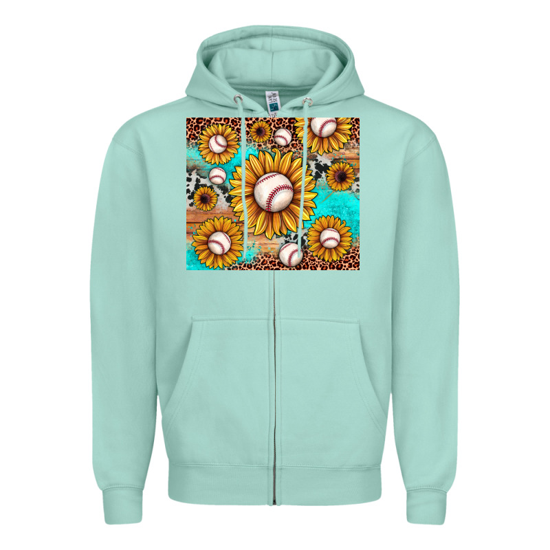 Baseball Leopard Turquoise Sunflower Zipper Hoodie by JahusDesignShop | Teevron