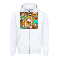 White baseball leopard turquoise sunflower Zipper Hoodie - JahusDesignShop