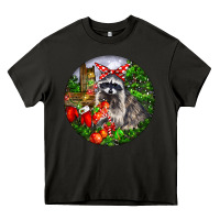 Asphalt Christmas Raccoon Heavy Core Tee - LillyAllenDesigns
