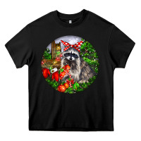 Black Christmas Raccoon Heavy Core Tee - LillyAllenDesigns