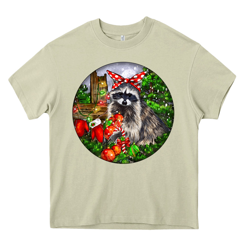 Christmas Raccoon Heavy Core Tee by LillyAllenDesigns | Teevron