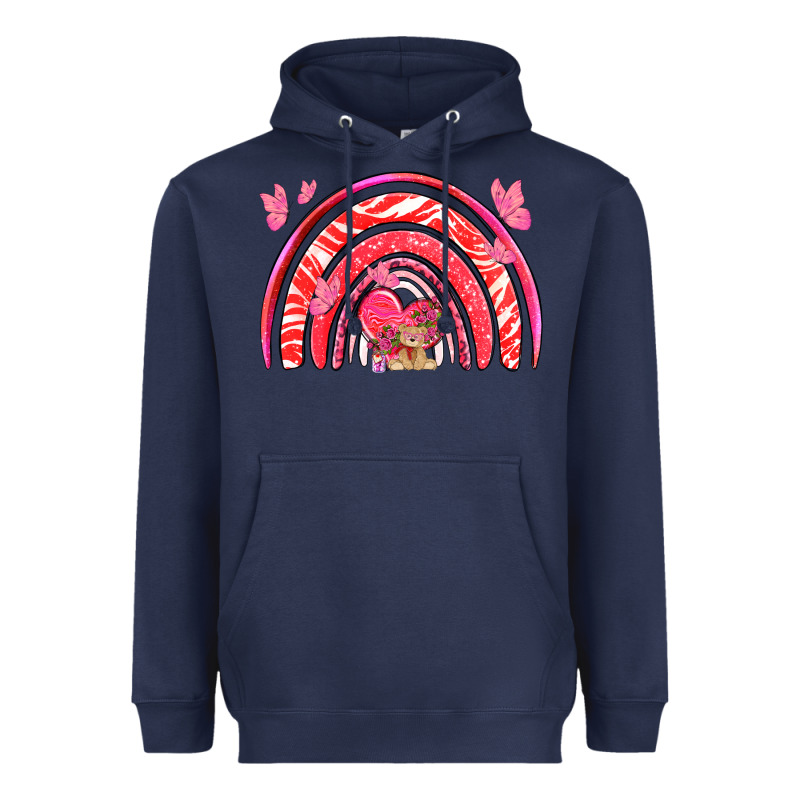 Valentines Day Rainbow With Heart Heavyweight Hoodie by NancyCooperArtShop | Teevron