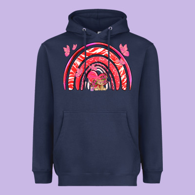 Valentines Day Rainbow With Heart Heavyweight Hoodie Designed By Nancycooperartshop