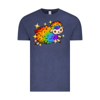 Vintage Denim rainbow sheep with star Vintage Tee - texasbilliewilder