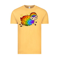 Vintage Mustard rainbow sheep with star Vintage Tee - texasbilliewilder