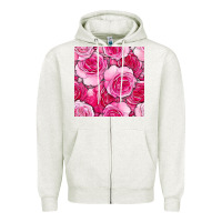 Oatmeal Heather valentines day all dress up roses seamless pattern Zipper Hoodie - BundleAndBundleShop