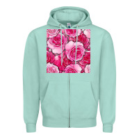 Seafoam valentines day all dress up roses seamless pattern Zipper Hoodie - BundleAndBundleShop