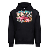 Black Happy Easter truck with Easter farm animals Urban Hoodie - LillyAllenDesigns
