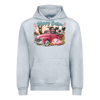 Heather Grey Happy Easter truck with Easter farm animals Urban Hoodie - LillyAllenDesigns