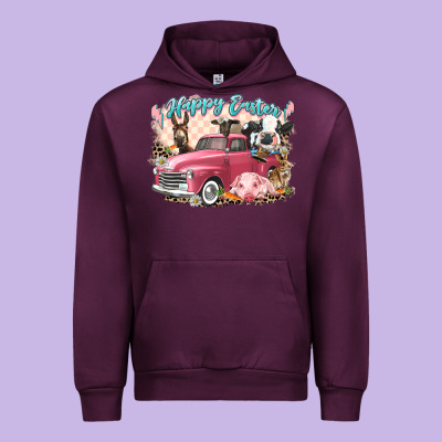 Happy Easter Truck With Easter Farm Animals Urban Hoodie Designed By Lillyallendesigns