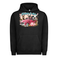 Pigment Black Happy Easter truck with Easter farm animals Urban Hoodie - LillyAllenDesigns