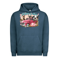 Pigment Midnight Navy Happy Easter truck with Easter farm animals Urban Hoodie - LillyAllenDesigns