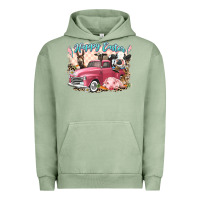 Pigment Oil Green Happy Easter truck with Easter farm animals Urban Hoodie - LillyAllenDesigns