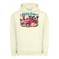 Pigment Pistachio Happy Easter truck with Easter farm animals Urban Hoodie - LillyAllenDesigns