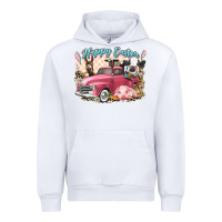 White Happy Easter truck with Easter farm animals Urban Hoodie - LillyAllenDesigns