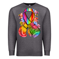 Charcoal Heather all color ribbon with boxing gloves Premium Sweatshirt - NancyCooperArtShop