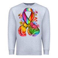 Heather Grey all color ribbon with boxing gloves Premium Sweatshirt - NancyCooperArtShop