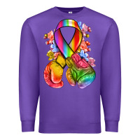 Purple all color ribbon with boxing gloves Premium Sweatshirt - NancyCooperArtShop