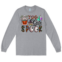 Heather Grey too cute to spook Long Sleeve Tee - CowhideDigitalArt