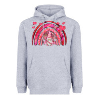 Heather Grey valentines day rainbow with cupid gnome Heavyweight Hoodie - NancyCooperArtShop