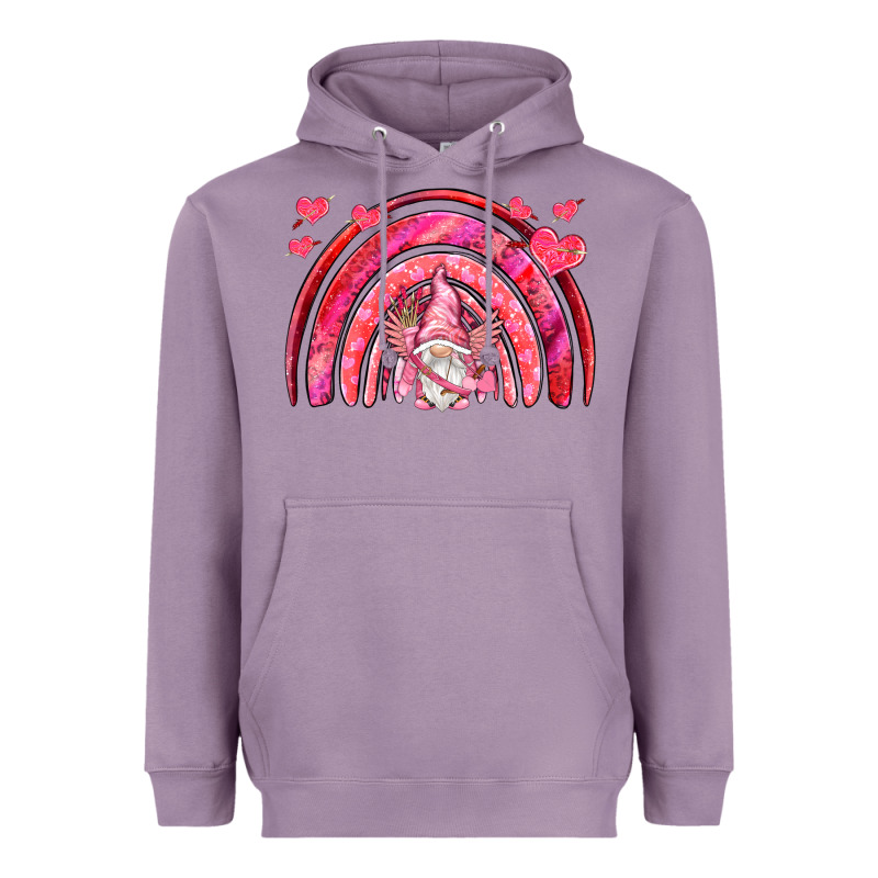 Valentines Day Rainbow With Cupid Gnome Heavyweight Hoodie by NancyCooperArtShop | Teevron